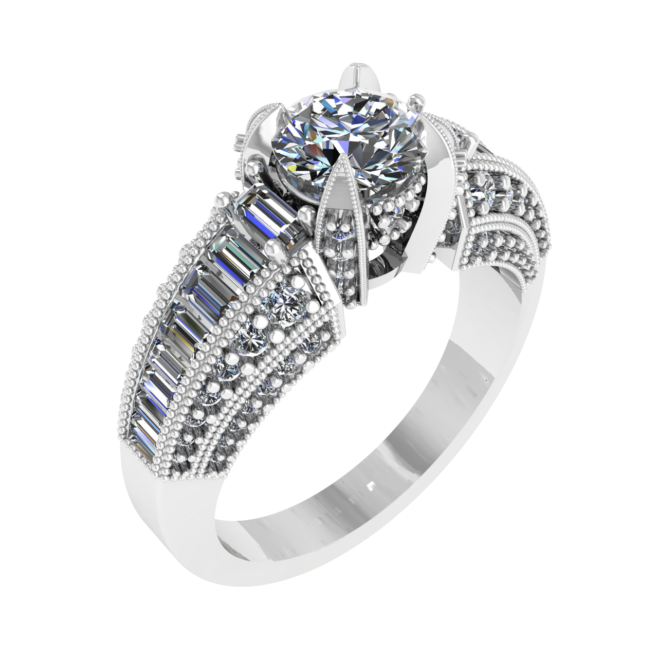 DESIGNER 5.75mm ROUND ENGAGEMENT RING